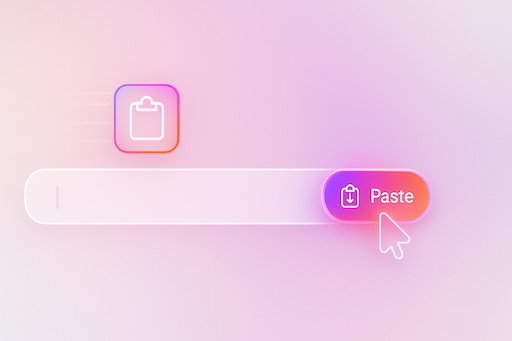 Step 2: Paste Instagram URL - Screenshot showing paste link functionality